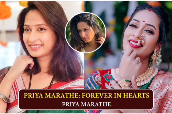 Priya Marathe smiling portrait photo – tribute poster