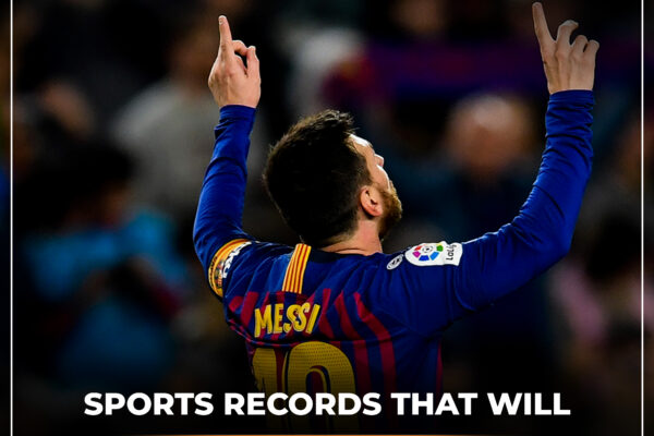 Collage of legendary athletes including Usain Bolt, Michael Phelps, Sachin Tendulkar, Lionel Messi, Cristiano Ronaldo – representing unbreakable sports records in history