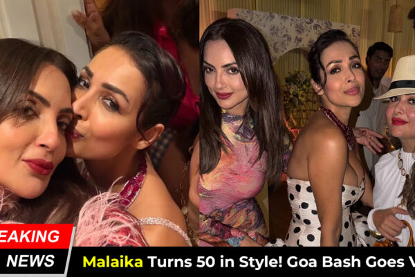 Malaika Arora dancing and celebrating her 50th birthday in Goa wearing a stunning outfit surrounded by Bollywood stars.
