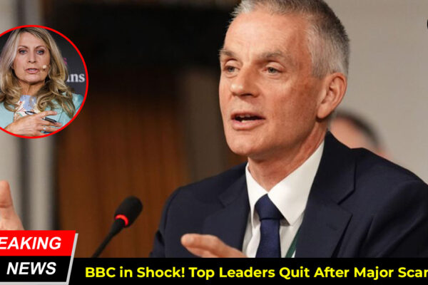 BBC headquarters in London as Director General Tim Davie and News CEO Deborah Turness resign amid Trump documentary controversy.