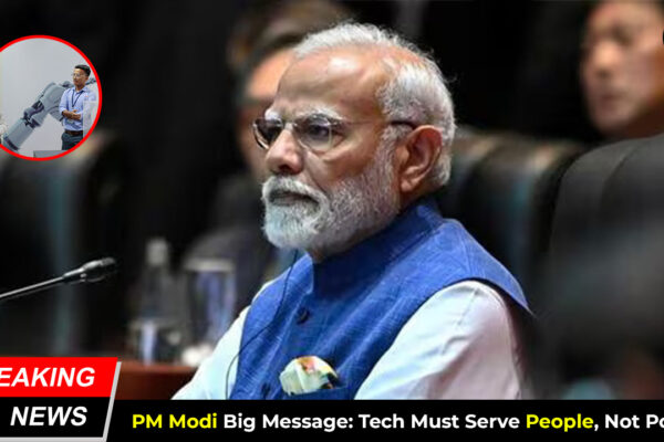 PM Narendra Modi delivering a speech at the NALSA Conference 2025, highlighting how technology can democratize justice through a pro-people approach.