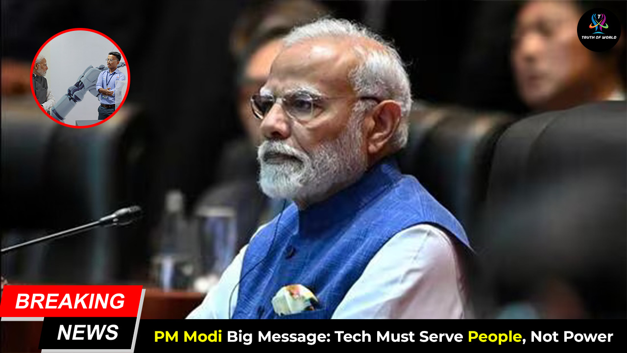 PM Narendra Modi delivering a speech at the NALSA Conference 2025, highlighting how technology can democratize justice through a pro-people approach.